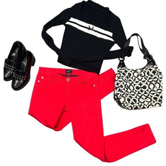 Celebrity Pink Low Rise Skinny Stretch Jeans in Tango Red Size 3/26S - Picture 1 of 6